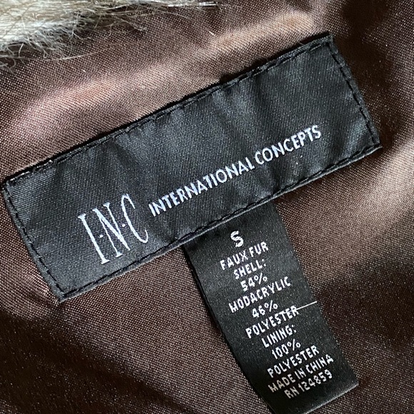 INC International Concepts Asymmetrical Faux Fur Poncho Brown OSFM NEW - Picture 5 of 15